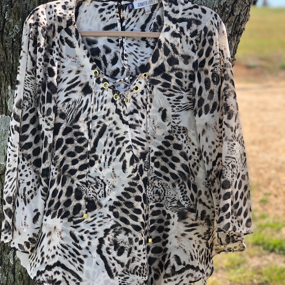Jennifer Lopez Leopard/Tiger Print Blouse